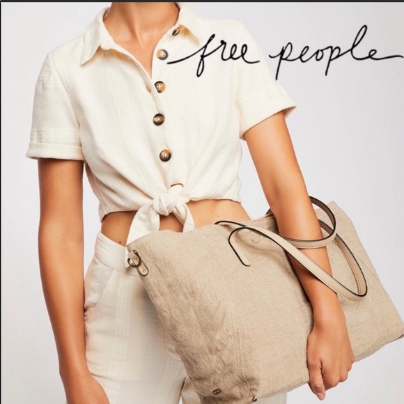 Free People Handbags - Free people reversible linen tote suede lining